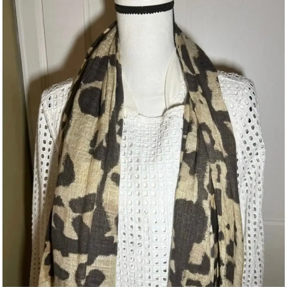 Tan Brown Animal Leopard Cheetah Print Scarf Lightweight Autumn Winter Accessory